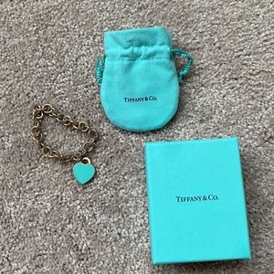 Sterling silver Tiffany charm bracelet with box and bag